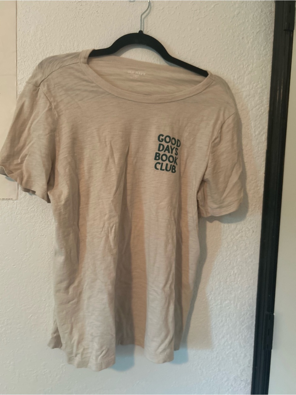 Old Navy Beige Short Sleeve Tee with Green Chest Print